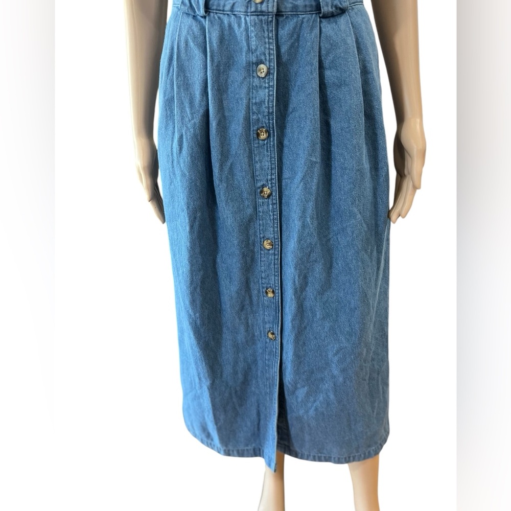 Denim western folk Bryn Connelly cottage Midi Jumper vintage Dress - Picture 5 of 8